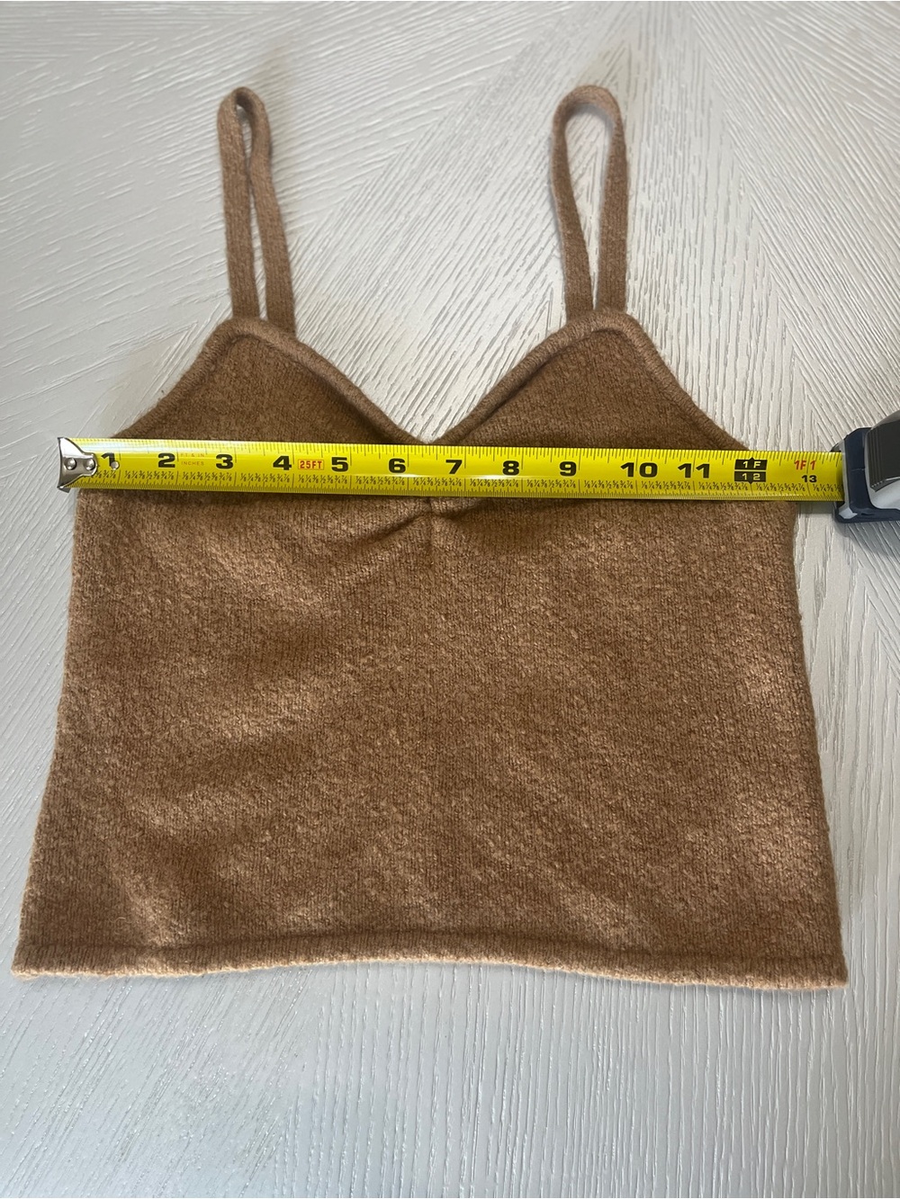 Madewell Cropped Y2K v-neck knit top quiet luxury camel brown Size small - Picture 3 of 5